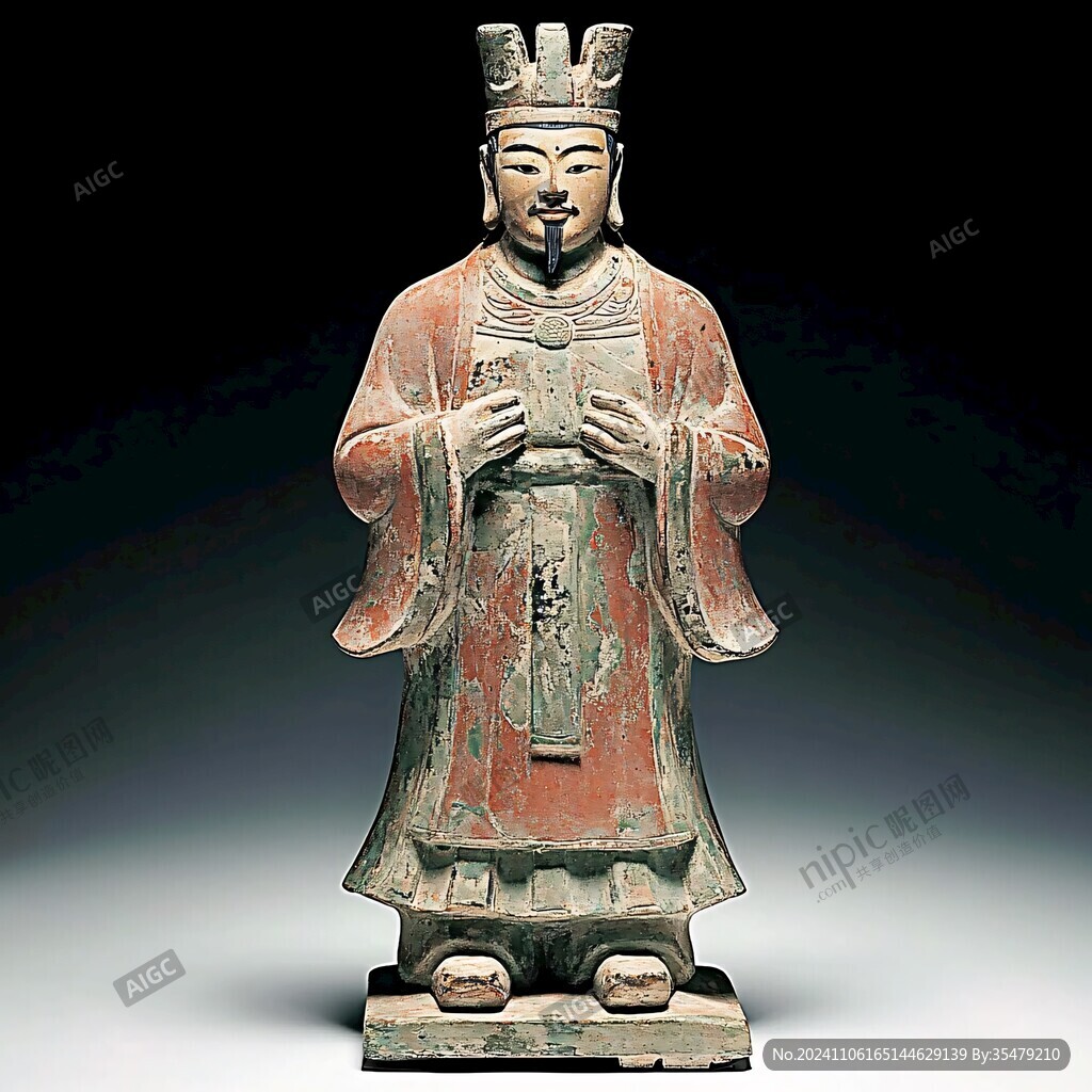铜彩绘赵天君立像