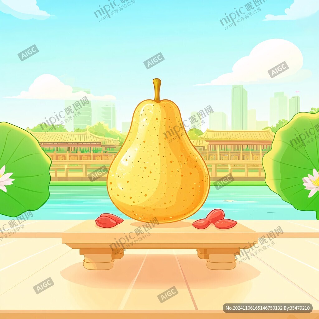 国潮梨插画