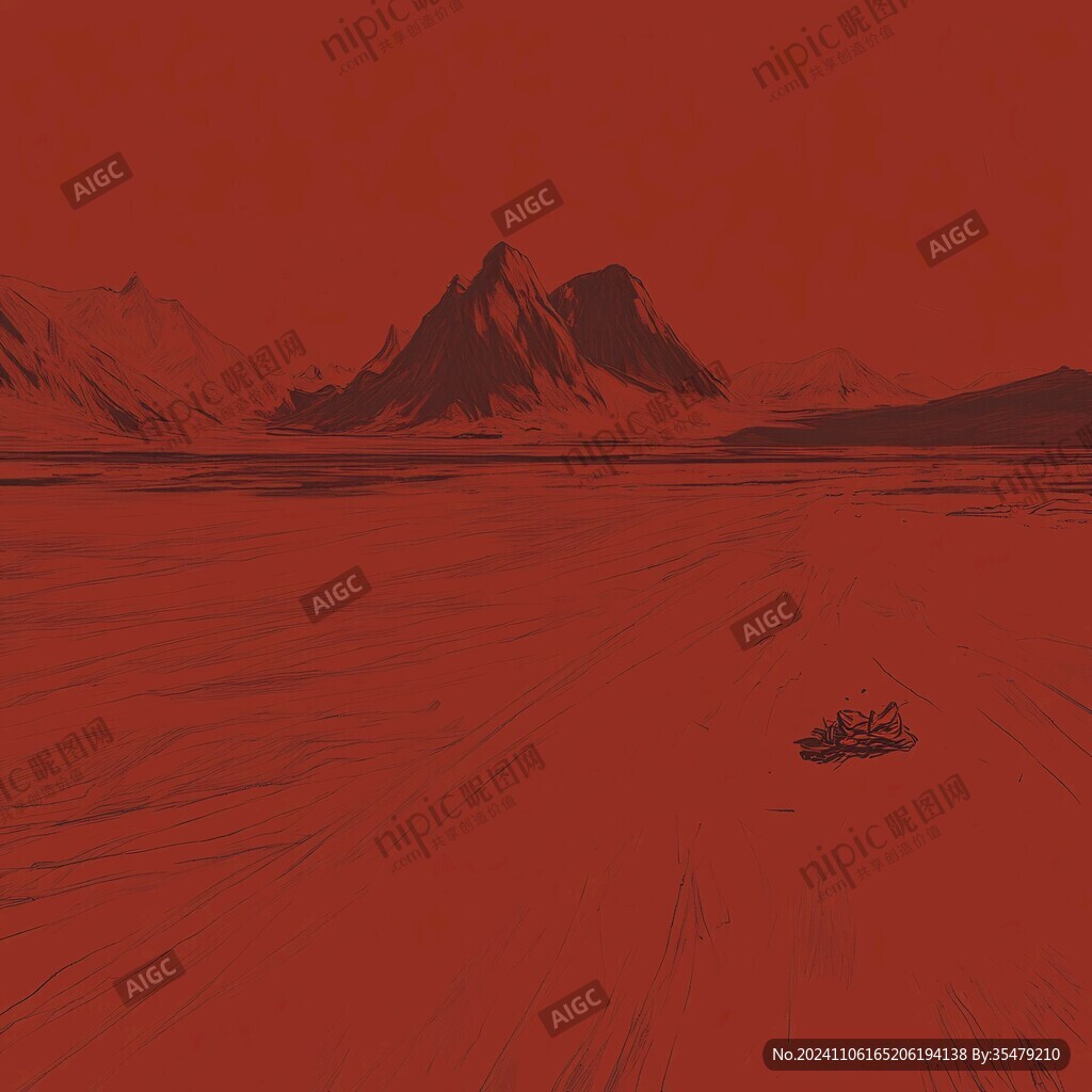 红海滩插画