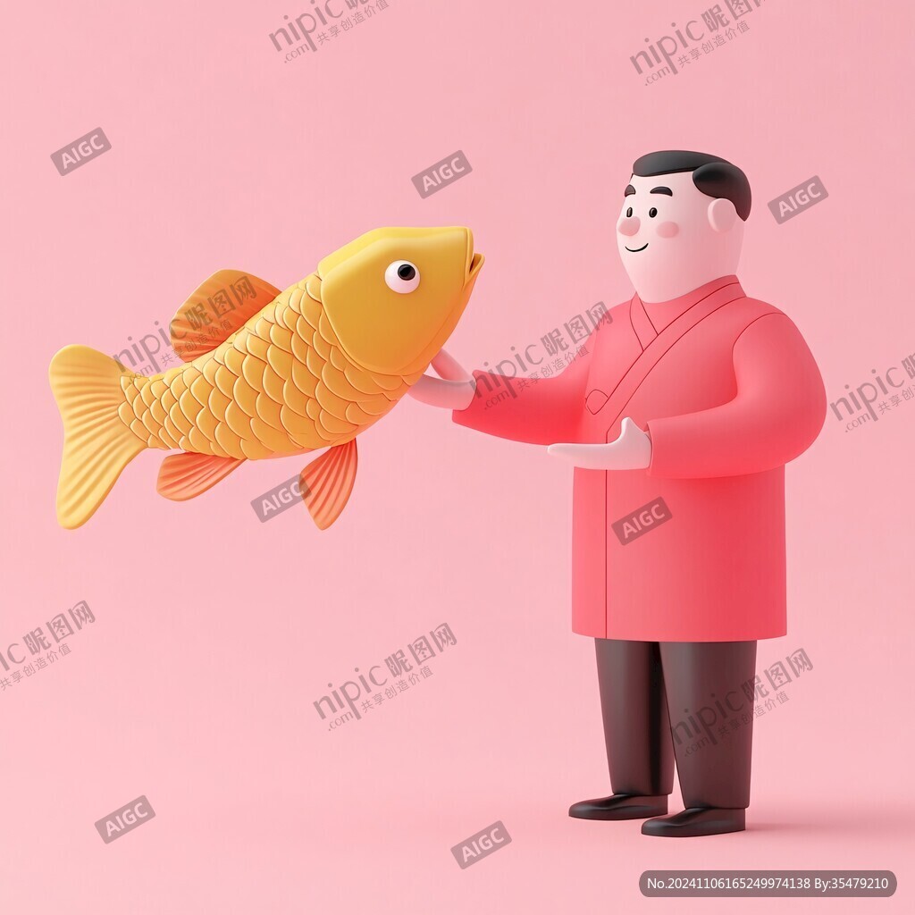 人物锦鲤插画