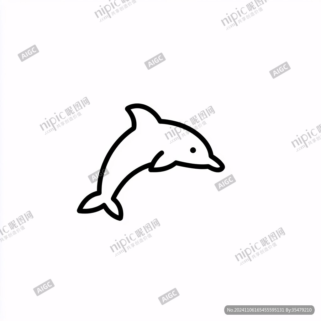手绘海豚设计图标形象
