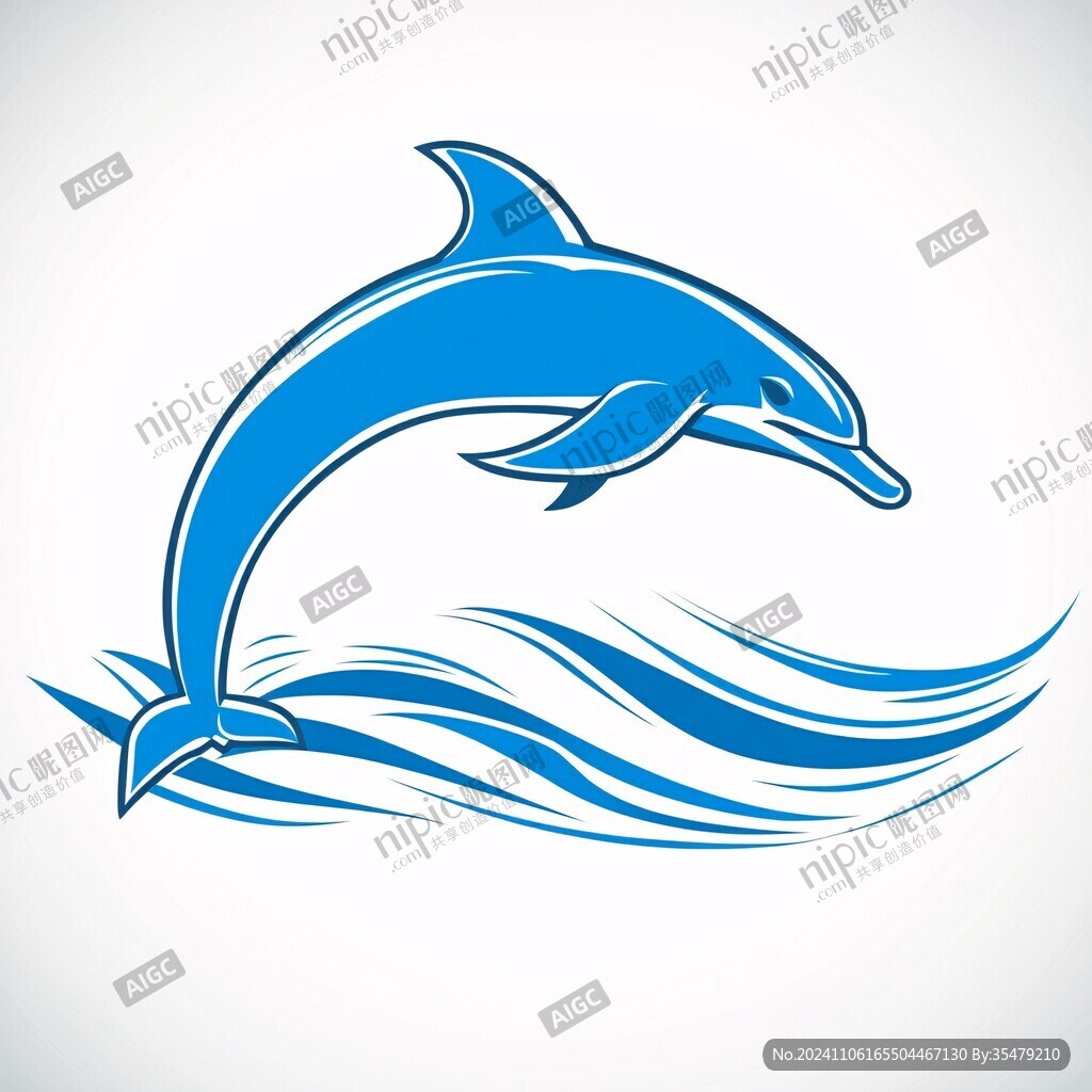手绘海豚设计图标形象