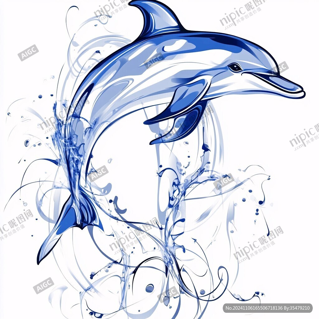手绘海豚形象