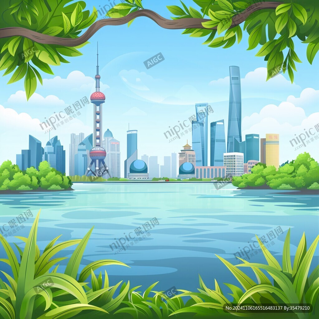 华东地区城市建筑插画