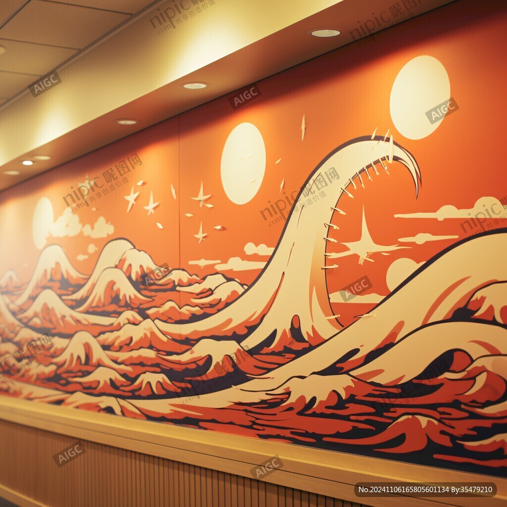 寿司店壁画