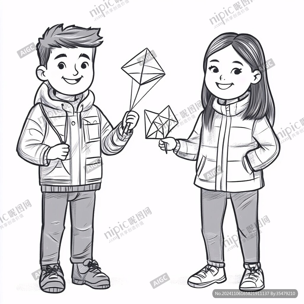 简笔男女情侣人物线描