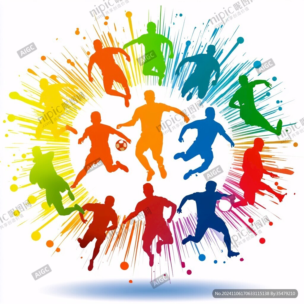 彩跑快乐慢跑奔跑剪影