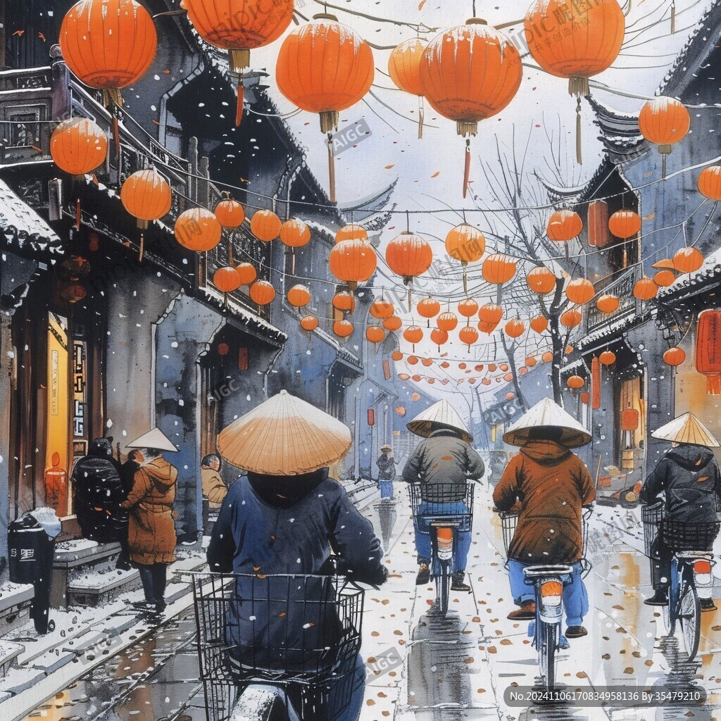 古镇飘雪