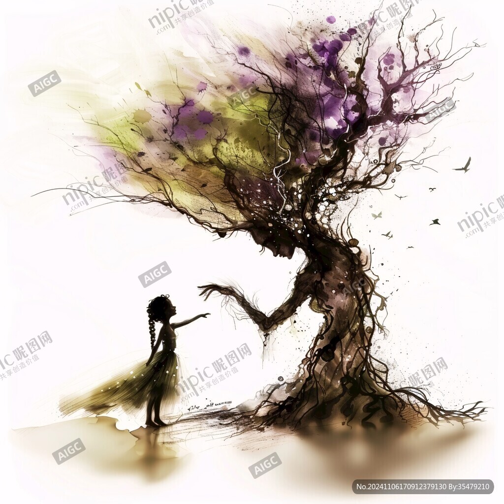 梦幻花纹大树