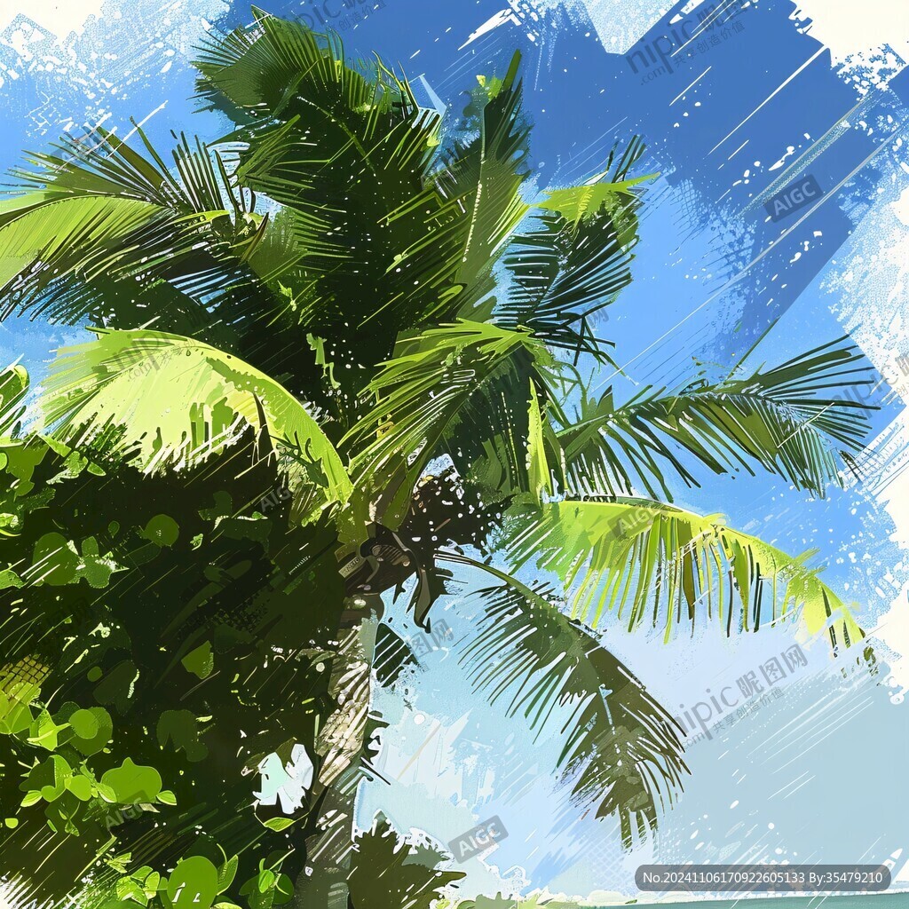 棕榈树美术绘画