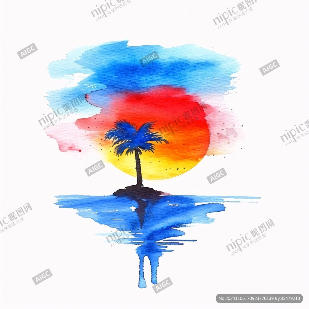 棕榈树水彩画