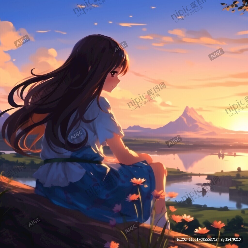 黄昏下的少女