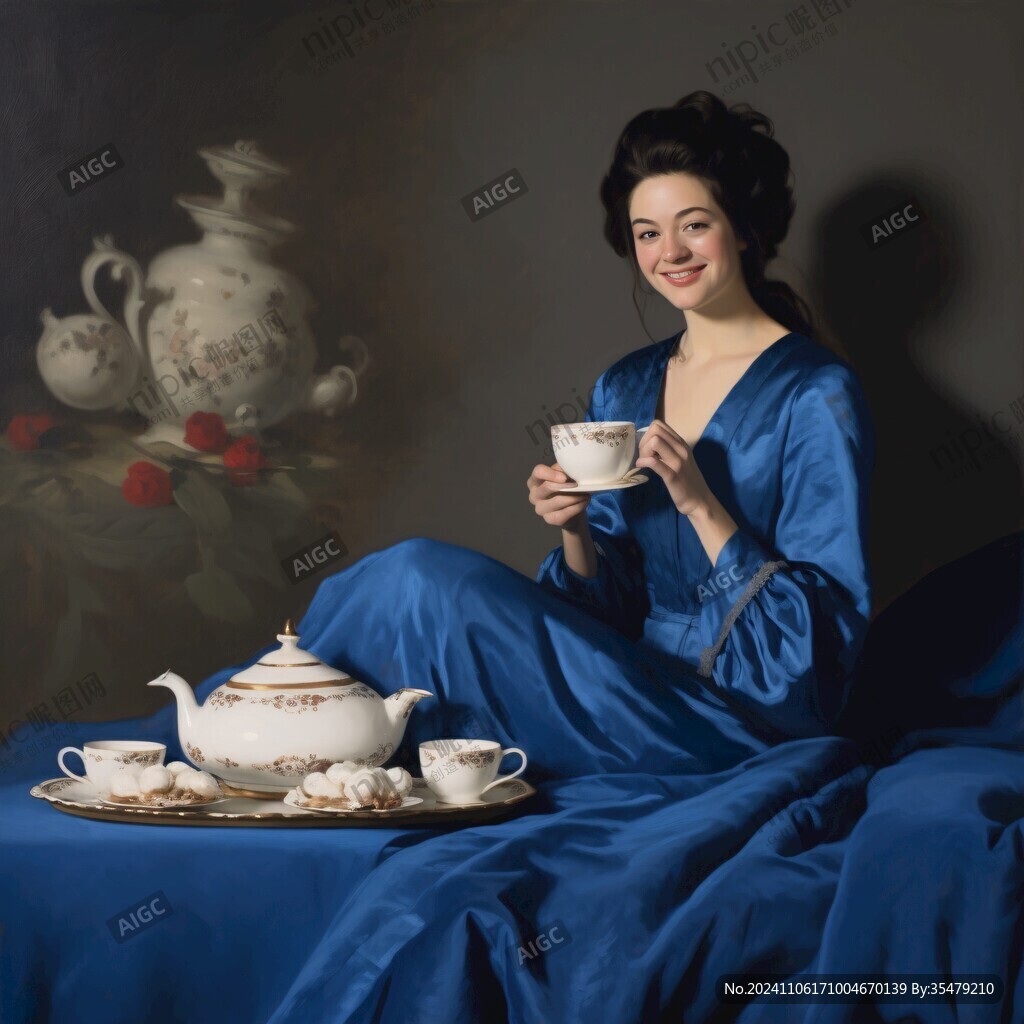 端茶的美女