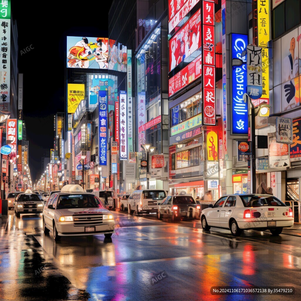 日本街头夜景街道