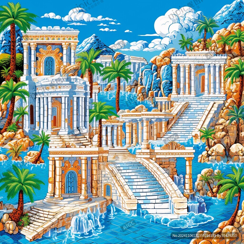 雅典插画宣传素材背景
