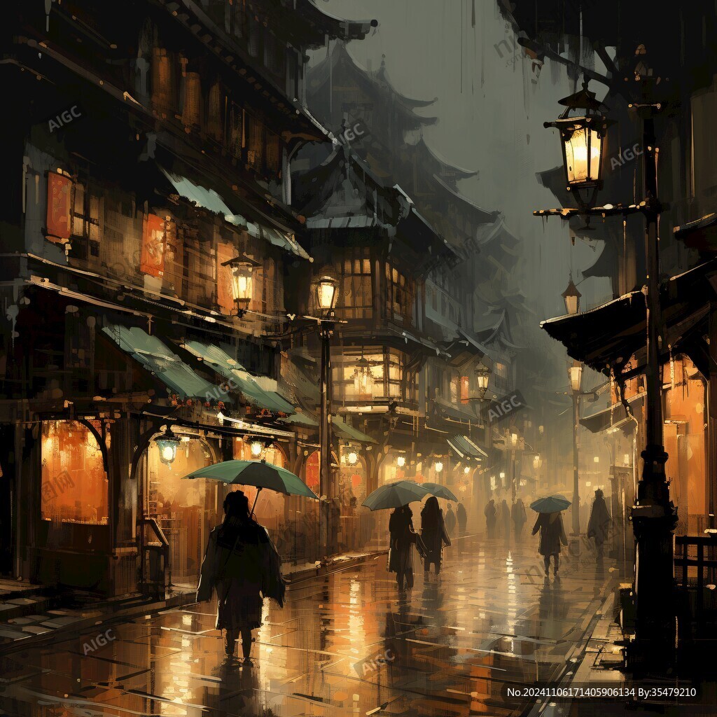 烟雨插画