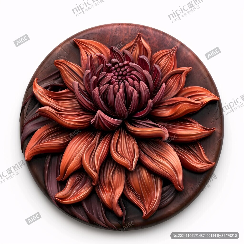 3d浮雕金属牡丹花