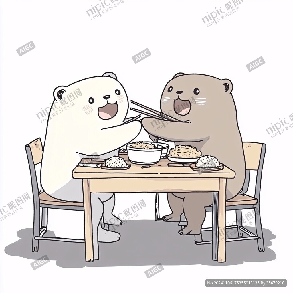 两只小熊插画