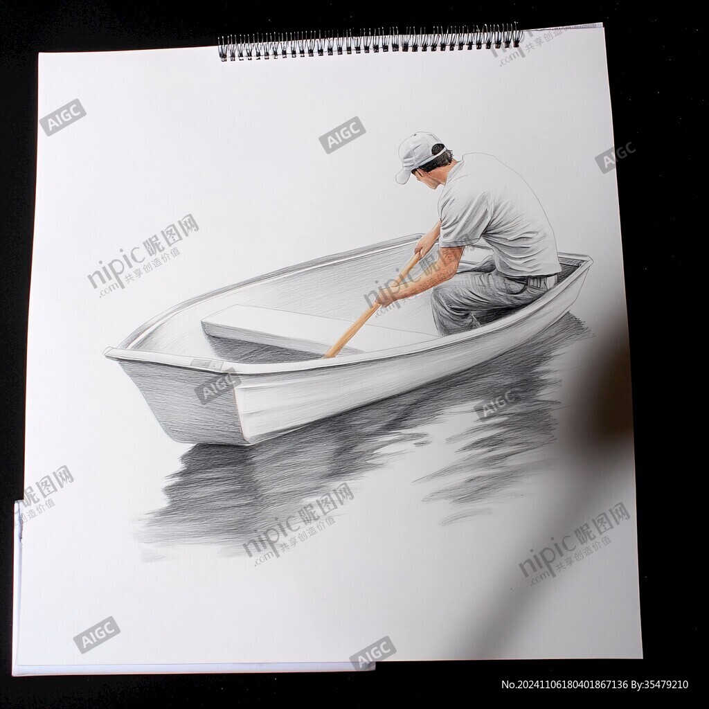 划船立体画