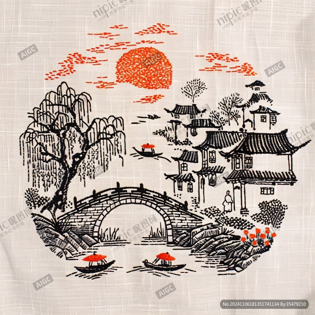 线描江南