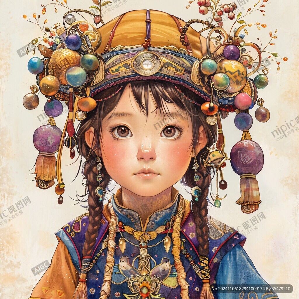 蒙古女孩插画