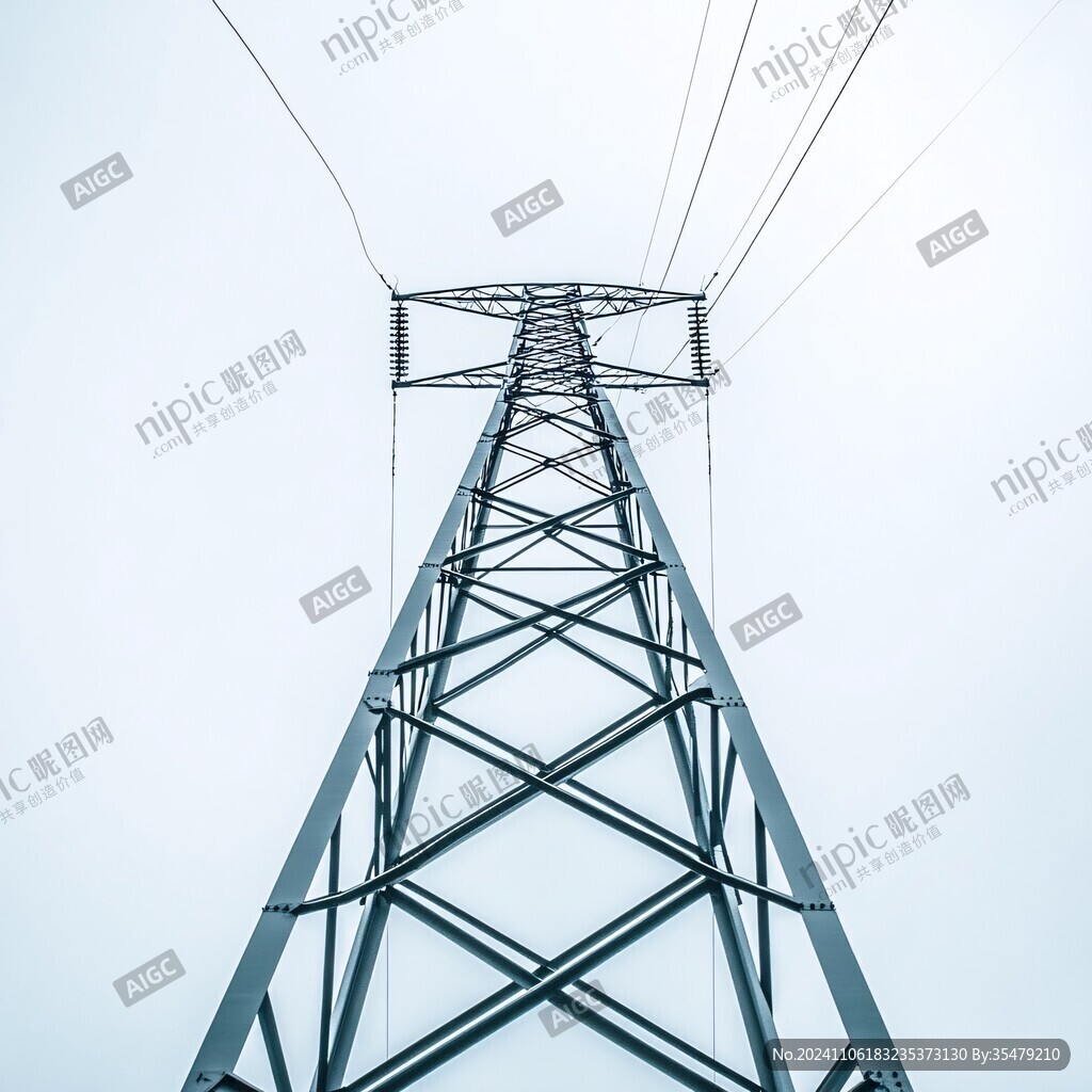 仰拍高压电塔