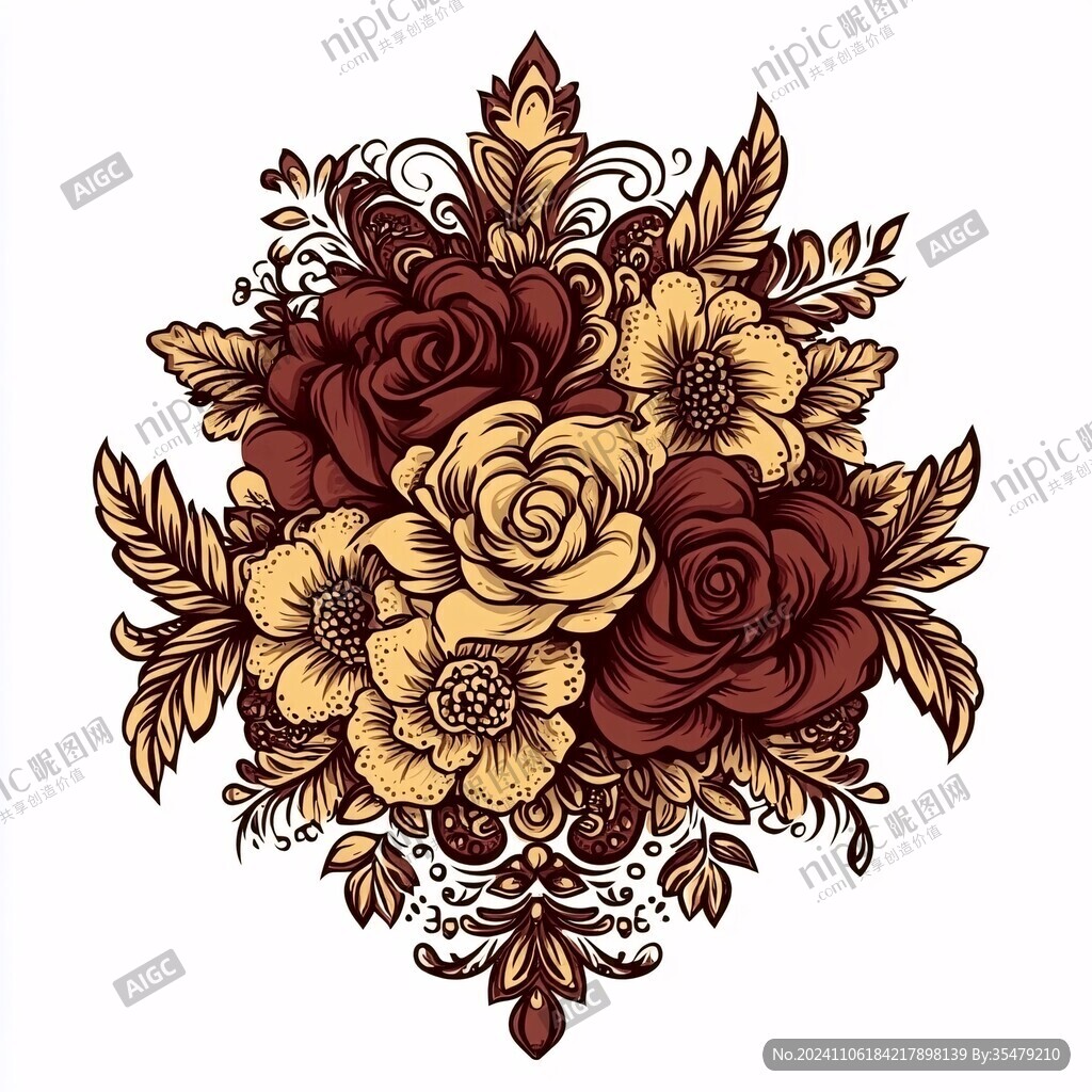 欧式花纹玫瑰