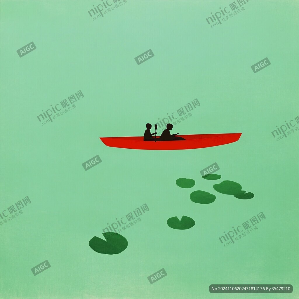 一叶孤舟意境画