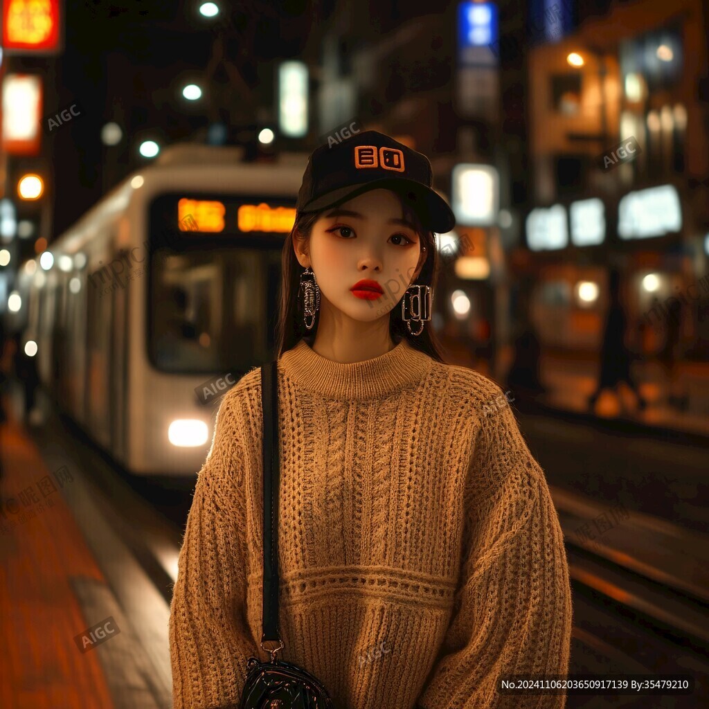 等地铁的女孩