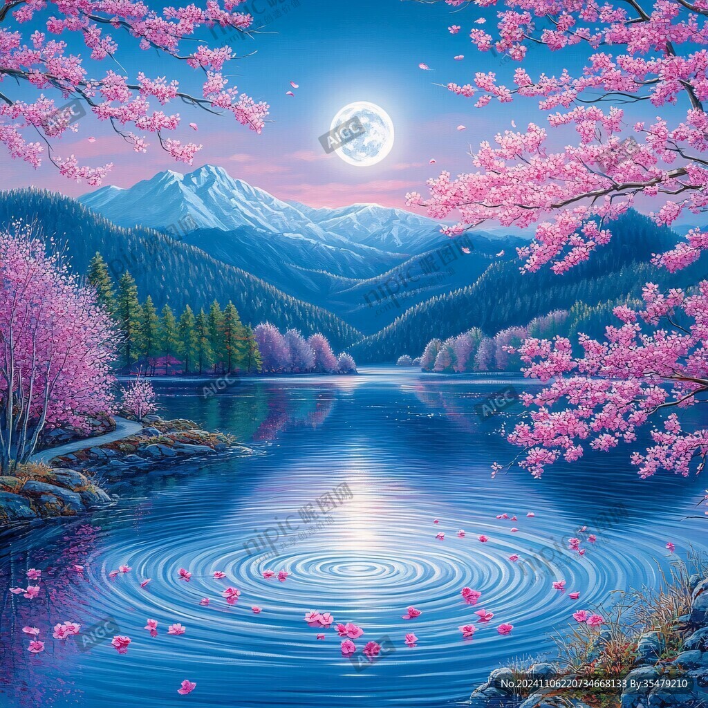 粉红色的奇幻景观与粉红色的水