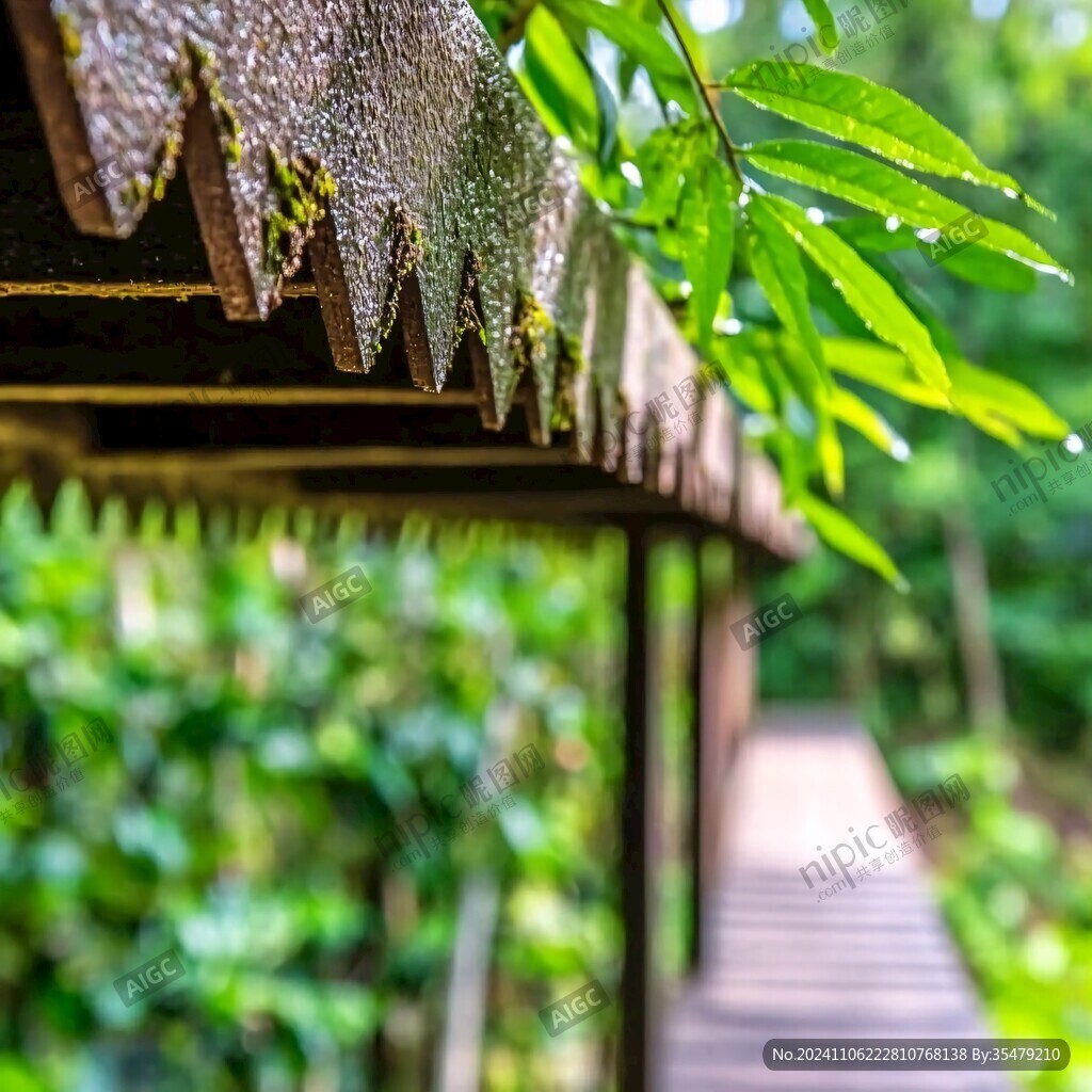雨打竹亭