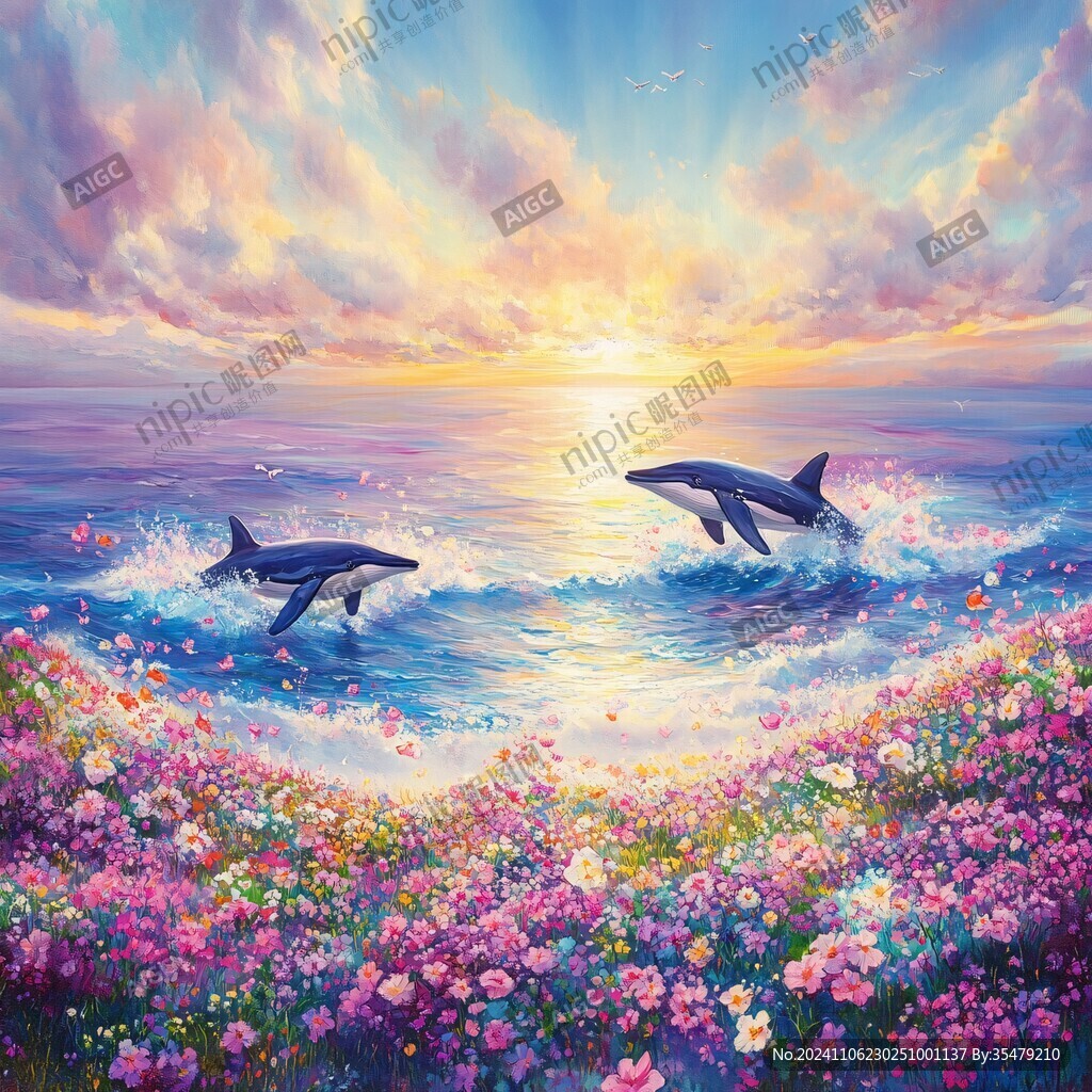 3d海豚地板画