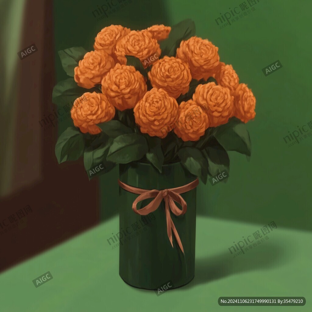 节日捧花插画