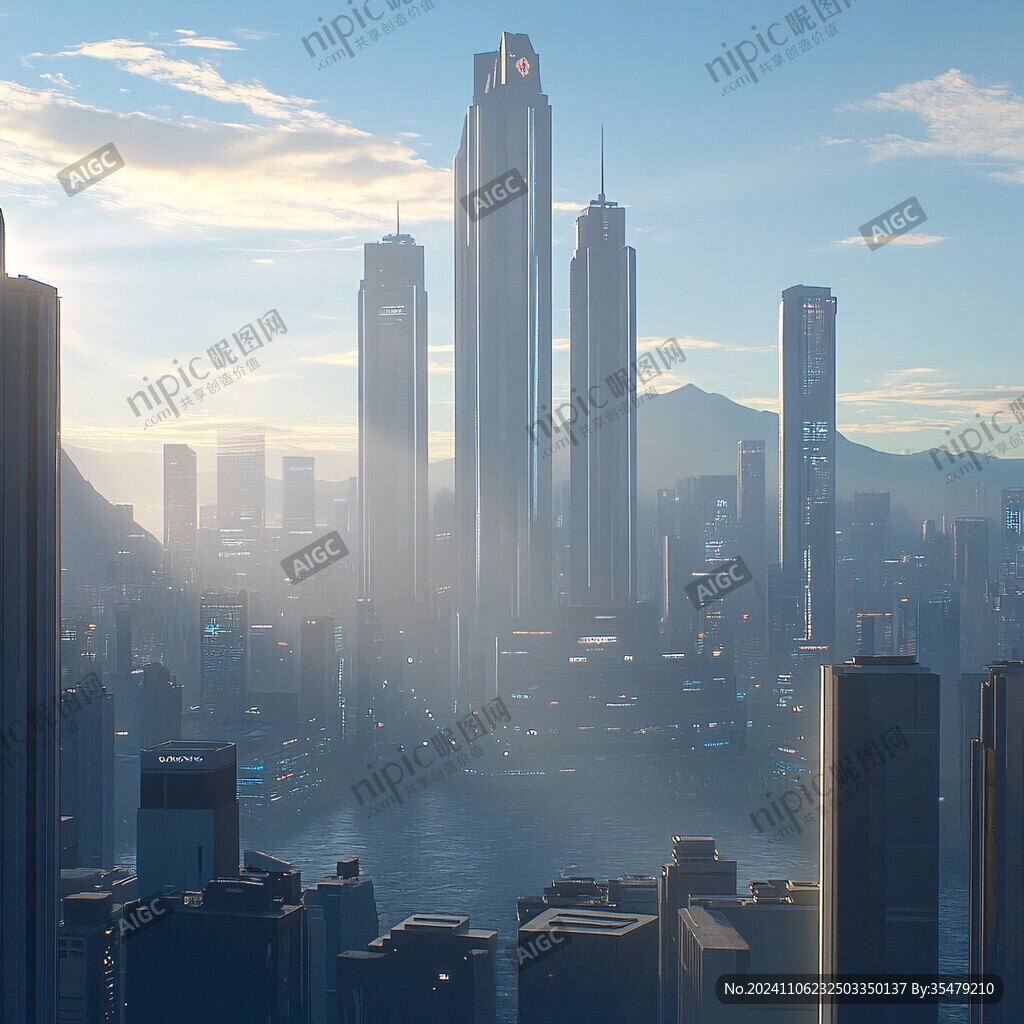 晨光中的都市