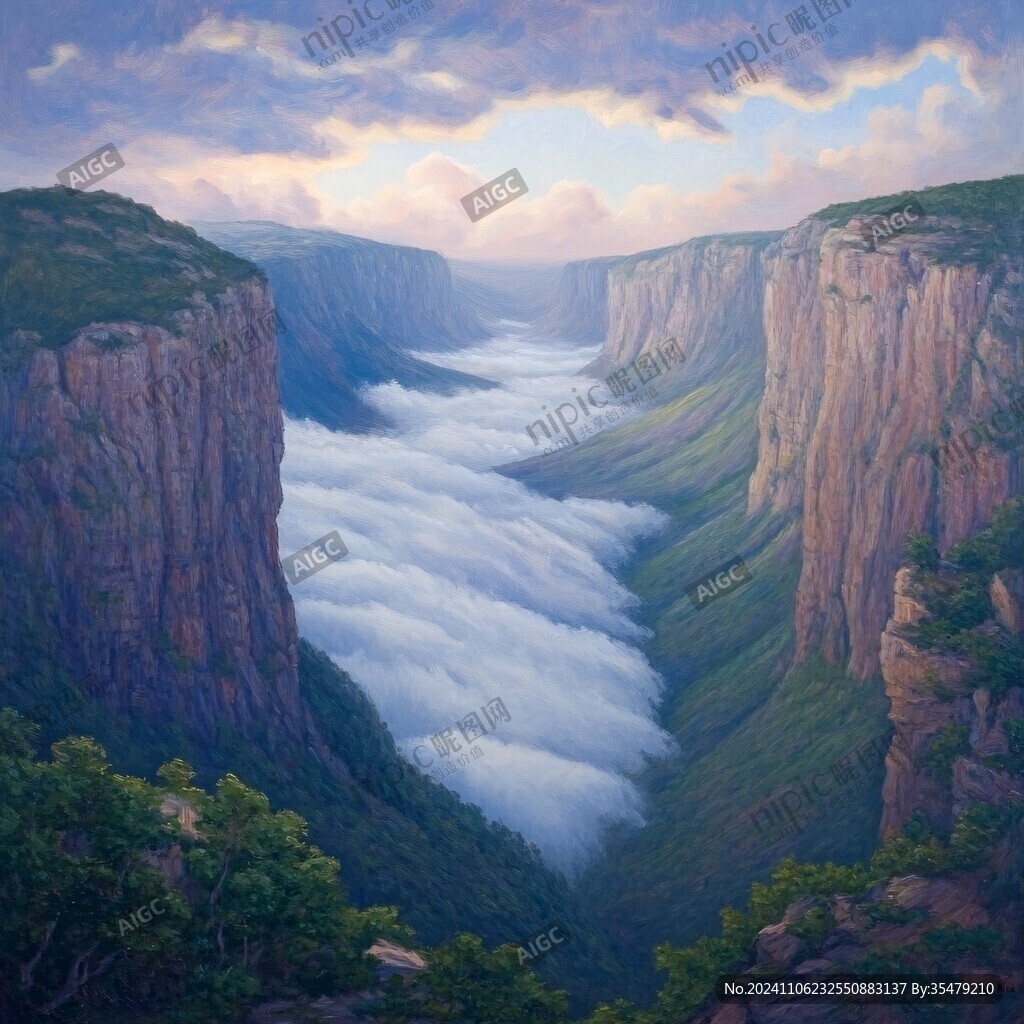 风光人间仙境油画