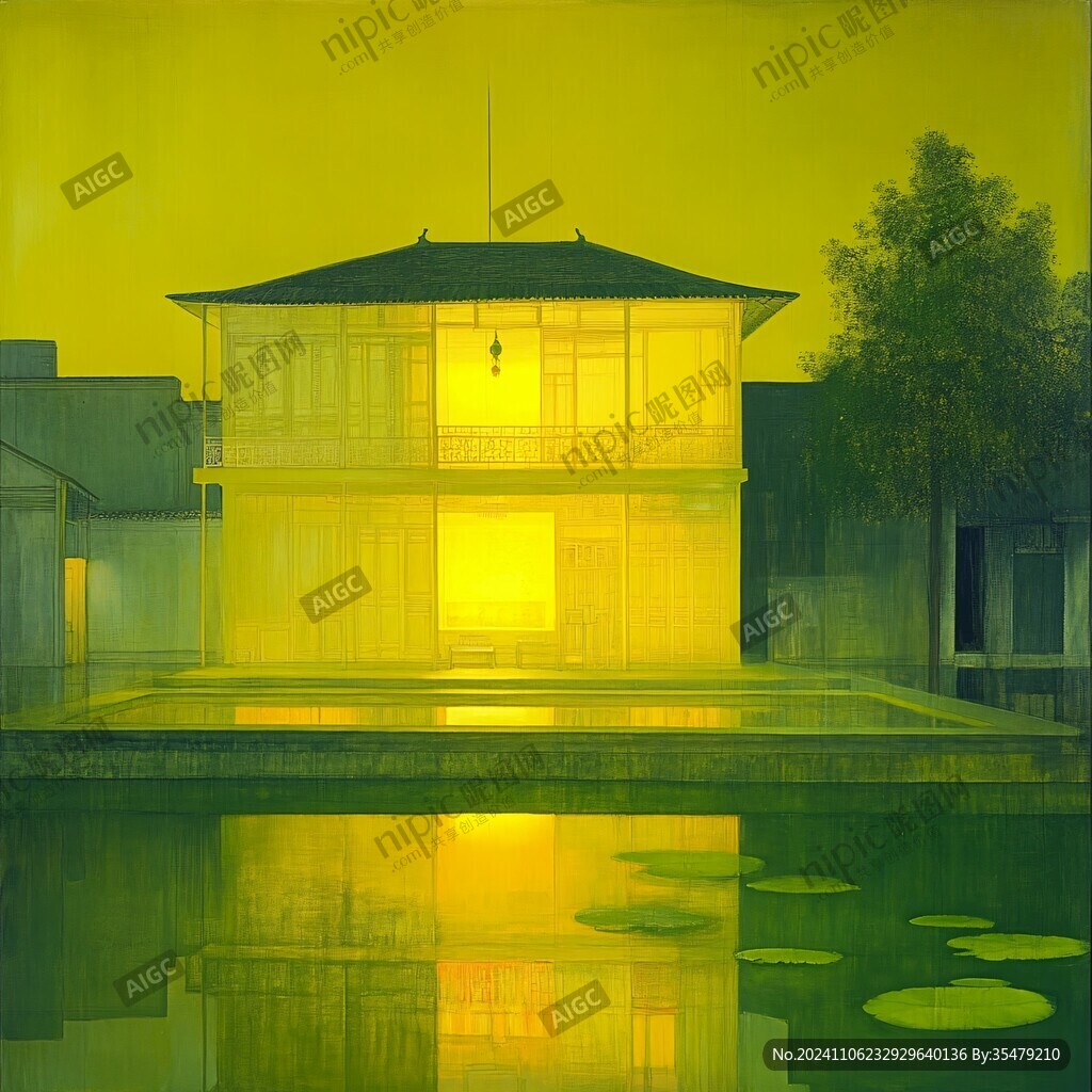 水中屋影