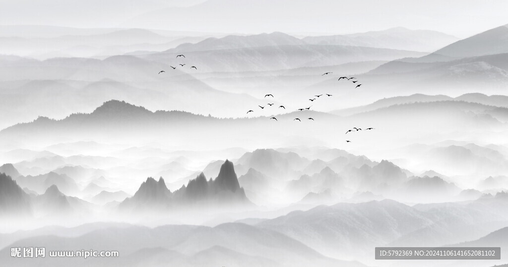 中式水墨山水画