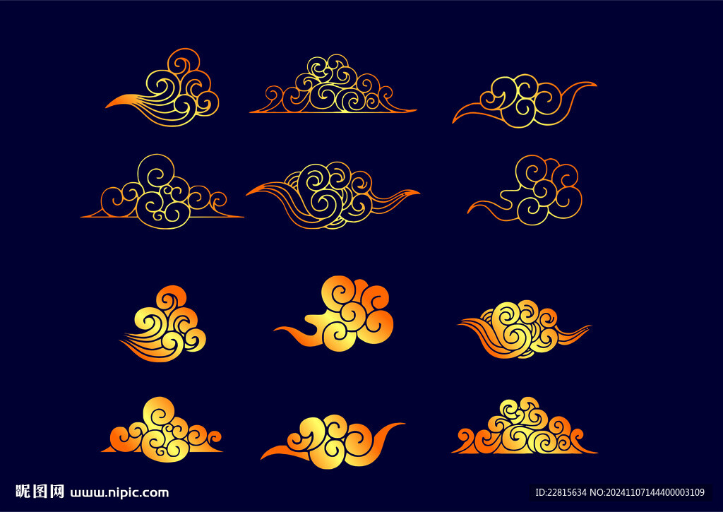 矢量烫金色云纹