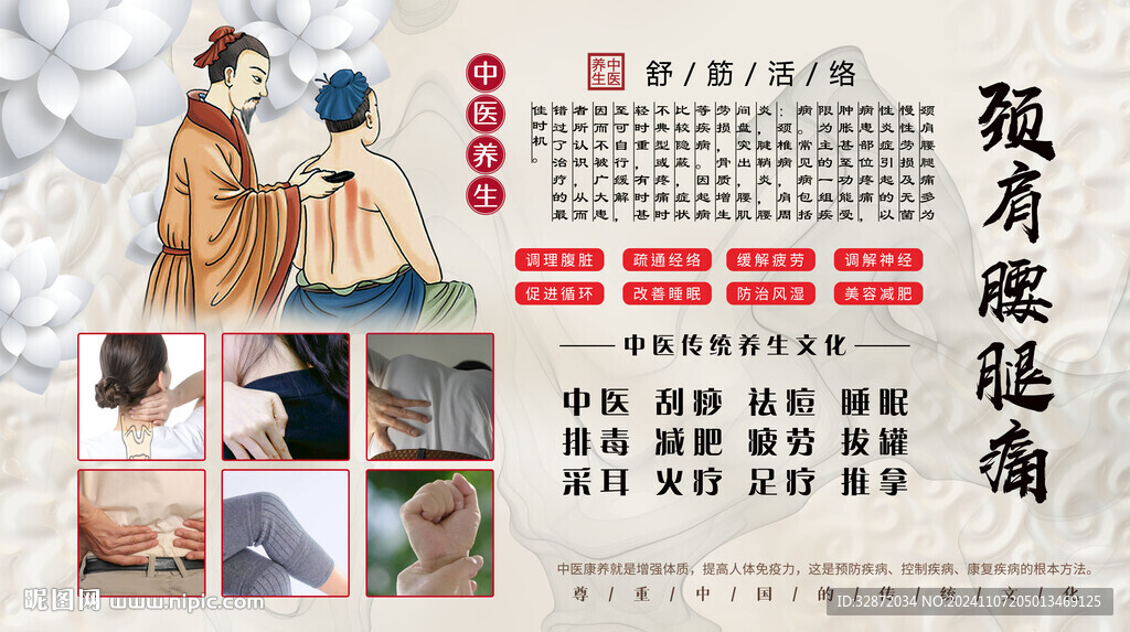 颈肩腰腿痛工装背景墙