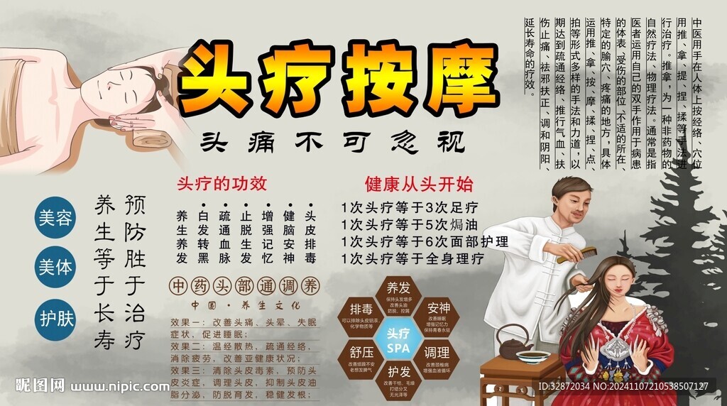 头部按摩背景墙