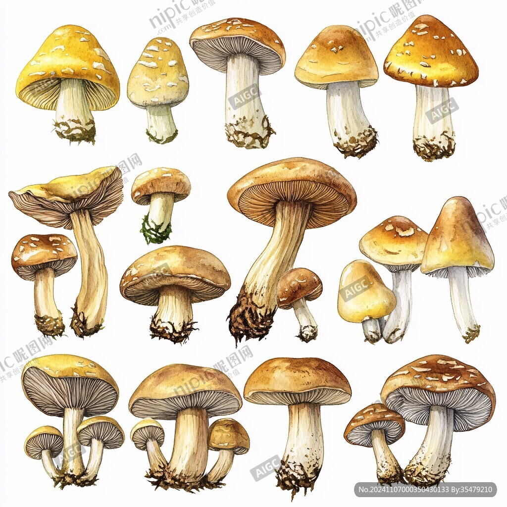 蘑菇集锦插画