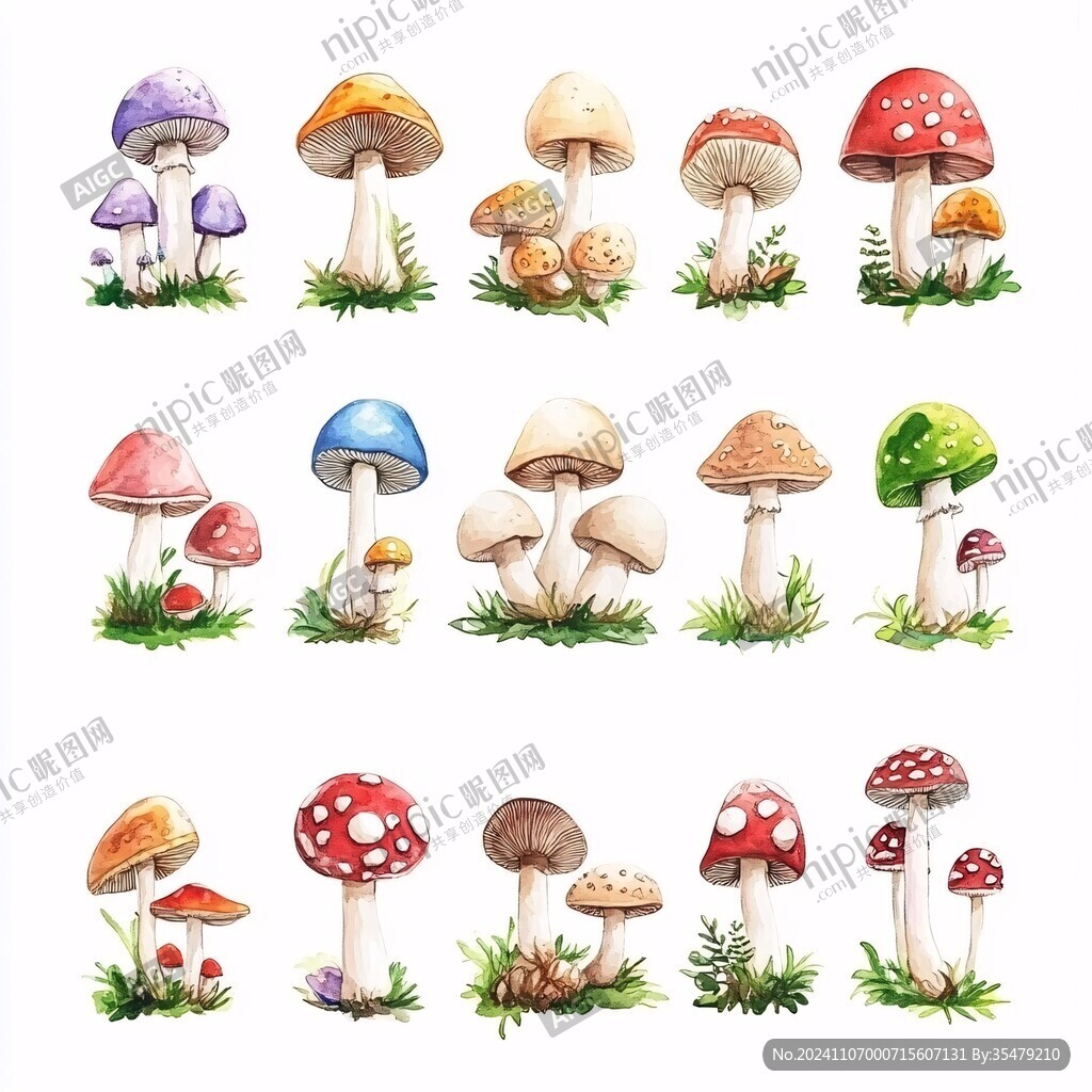 蘑菇集锦插画