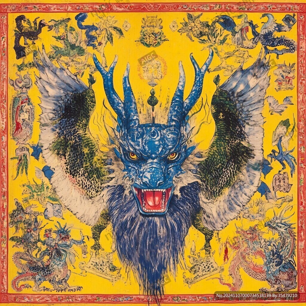 宝蓝缎平金绣团龙