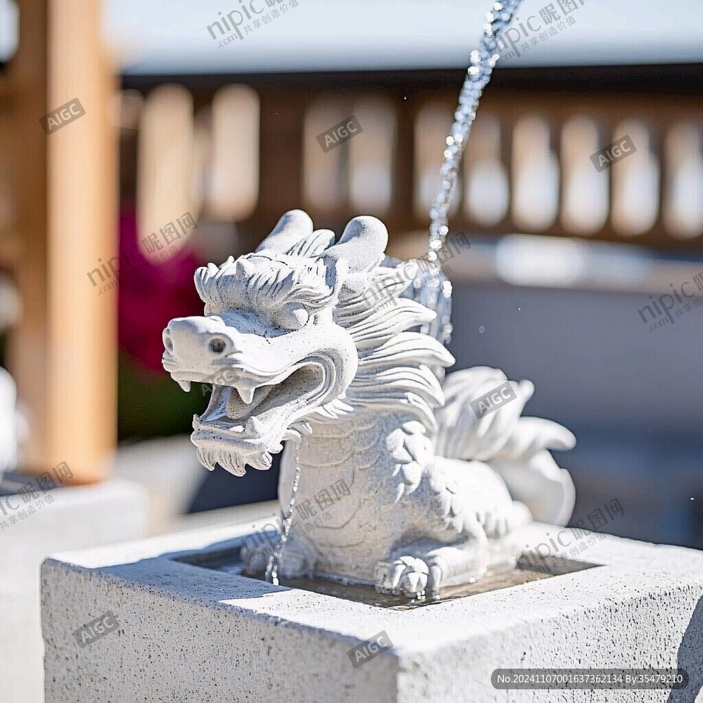 喷水的石雕龙头