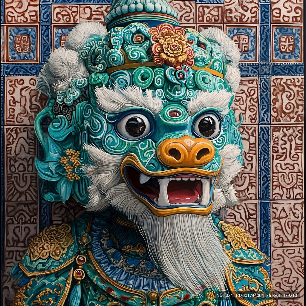 醒狮立体门贴