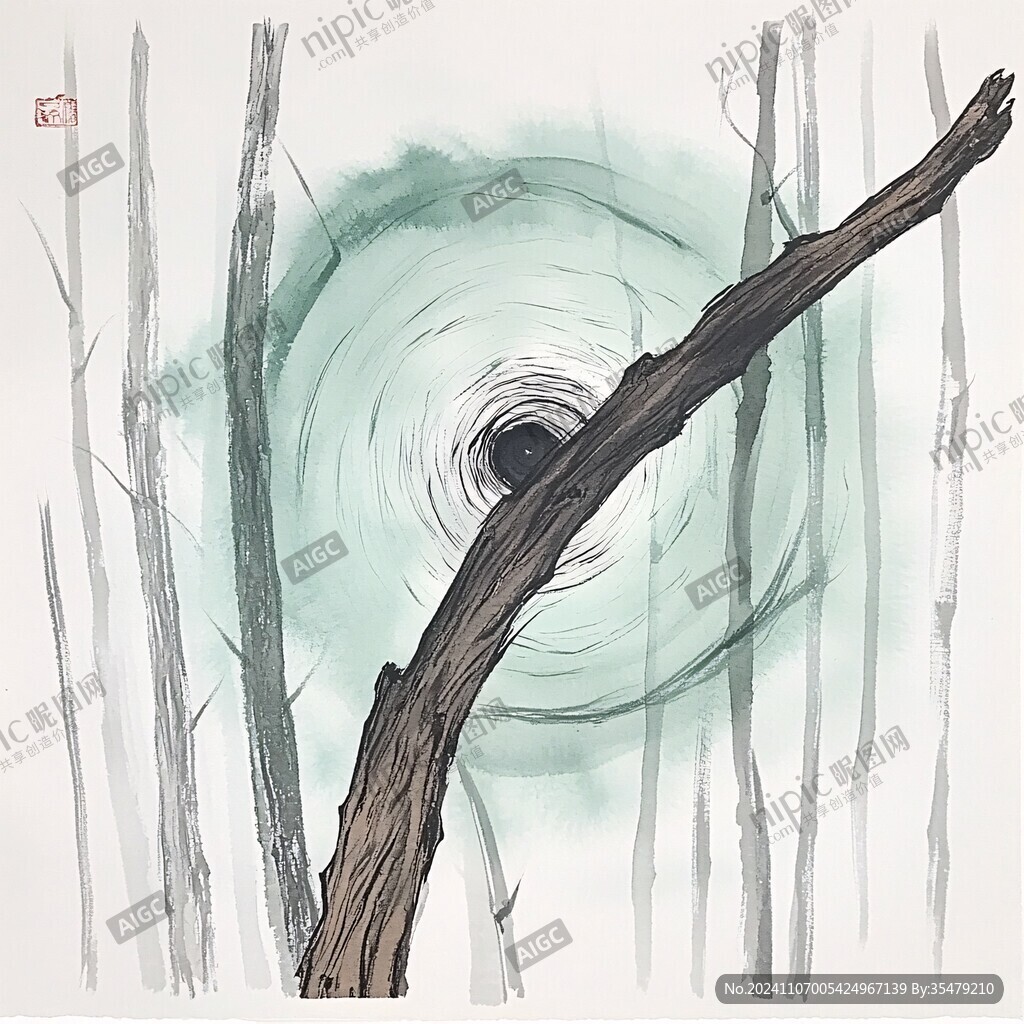 年轮水墨画
