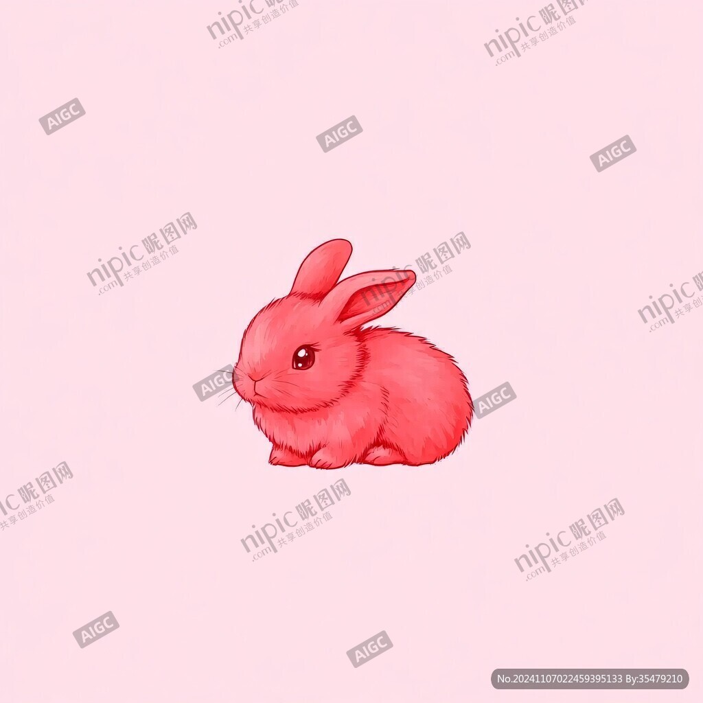 手绘粉色小兔子