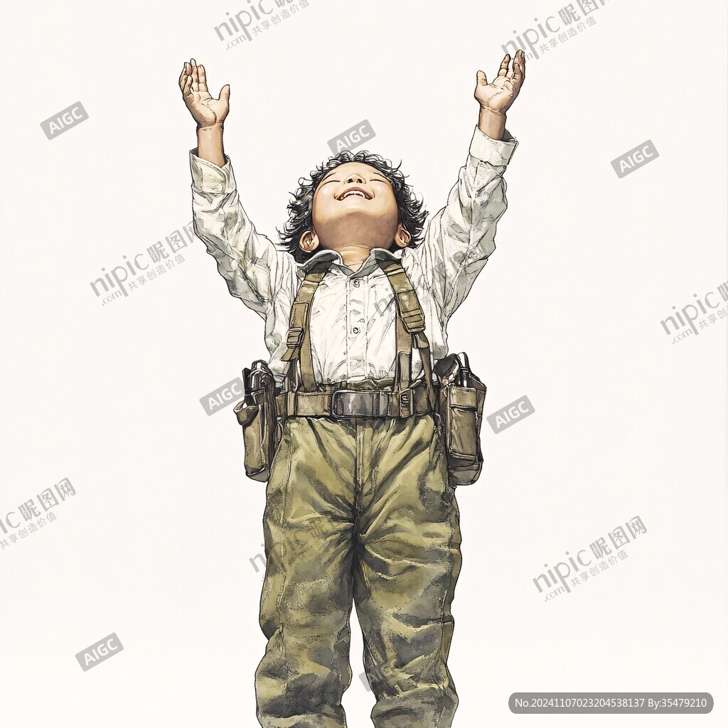 张开双臂的小孩