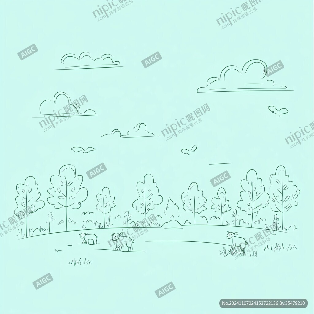 手绘卡通风景