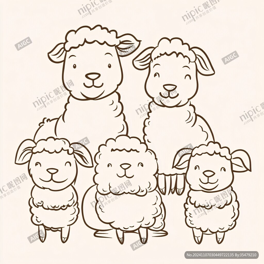 手绘羊素描羊